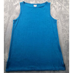 Chicos Travelers Womens 1 8/10 Slinky Sleeveless Tank Top Blue